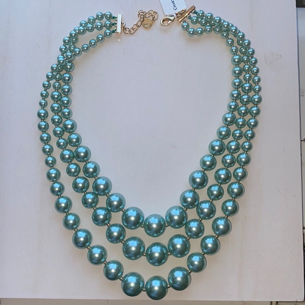 NWT Signed Charter Club Satin Blue Pearl Necklace